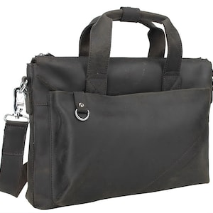 15 in Cowhide Oil Tanned Leather Laptop Bag L12 Leather Shoulder Bag Leather Messenger Bag Leather Computer Bag Crossbody Bag - - Engrave