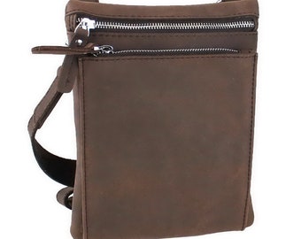 Vagarant Traveler Full Grain Leather Cowhide Leather Slim Cross-Body Shoulder Bag Waist Bag LS35 - Free Engrave