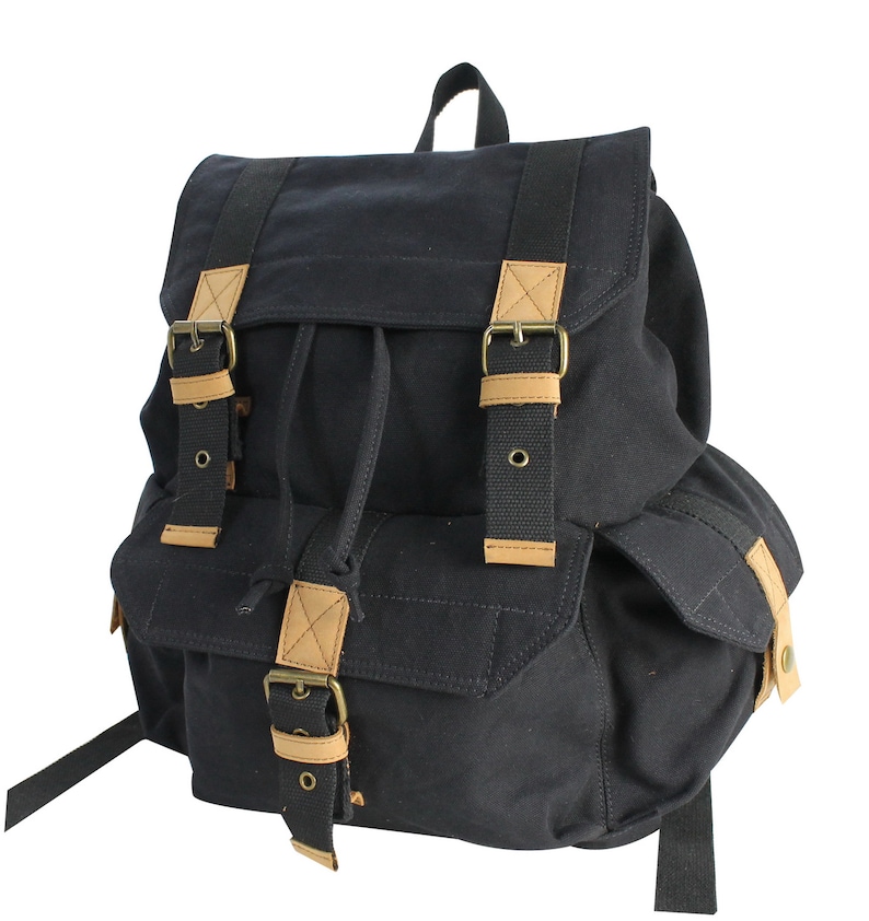 Vagarant Traveler 20 Large Sport Canvas Bag Canvas Backpack Traveler Backpack Washed Canvas Backpack C04 Engrave Black