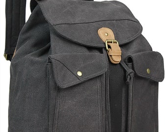 Zaino sportivo in tela Vagarant Traveler da 16&quot; in stile classico, borsa tote in tela, borsa da scuola in tela, borsa da viaggio in tela C06 con incisione gratuita
