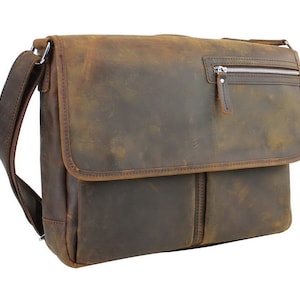 16 in Leather Messenger Laptop Bag Top Lift Handle fit 15 in. Laptop Leather Laptop Bag Leather Computer Bag Shoulder Bag LM36 - Engrave