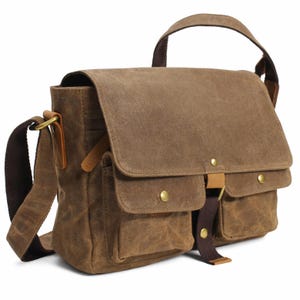 12" casual schoudertas van waxcanvas stijlvolle medium waxcanvas tas C54LW - gegraveerd