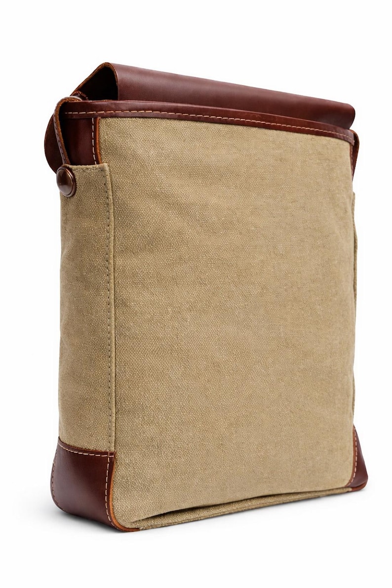 10 in Canvas Bag Stylish Satchel Bag Slim Shoulder Bag C99 - Top Layer Leather image 6