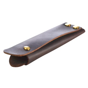 Asa de cuero para sartén de hierro fundido, ajuste del perímetro del mango, 8 cm, asas calientes, guante de agarre para sartén, grabado gratis, 5,9*1,8*0,8"
