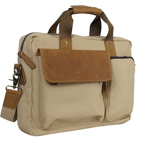 15" Canvas Laptop Bag Messenger Bag Computer Bag fit 14 in. Width Laptop Shoulder Bag- Engrave