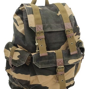 Vagarant Traveler 20 Large Sport Canvas Bag Canvas Backpack Traveler Backpack Washed Canvas Backpack C04 Engrave Camouflage