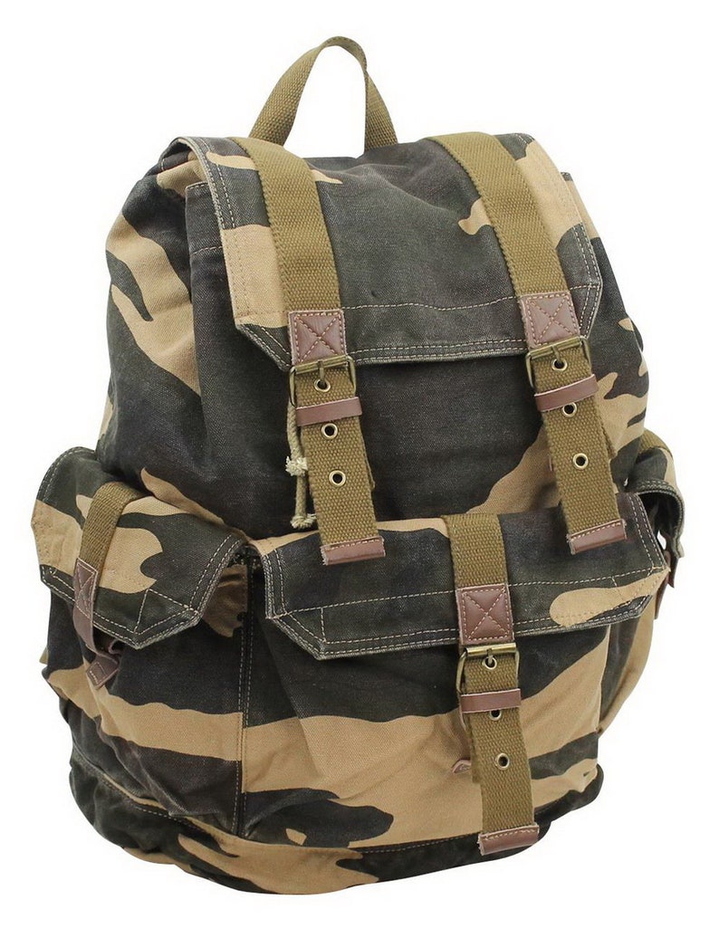 Vagarant Traveler 20 Large Sport Canvas Bag Canvas Backpack Traveler Backpack Washed Canvas Backpack C04 Engrave Camouflage