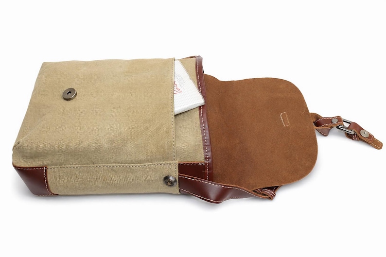 10 in Canvas Bag Stylish Satchel Bag Slim Shoulder Bag C99 - Top Layer Leather image 8