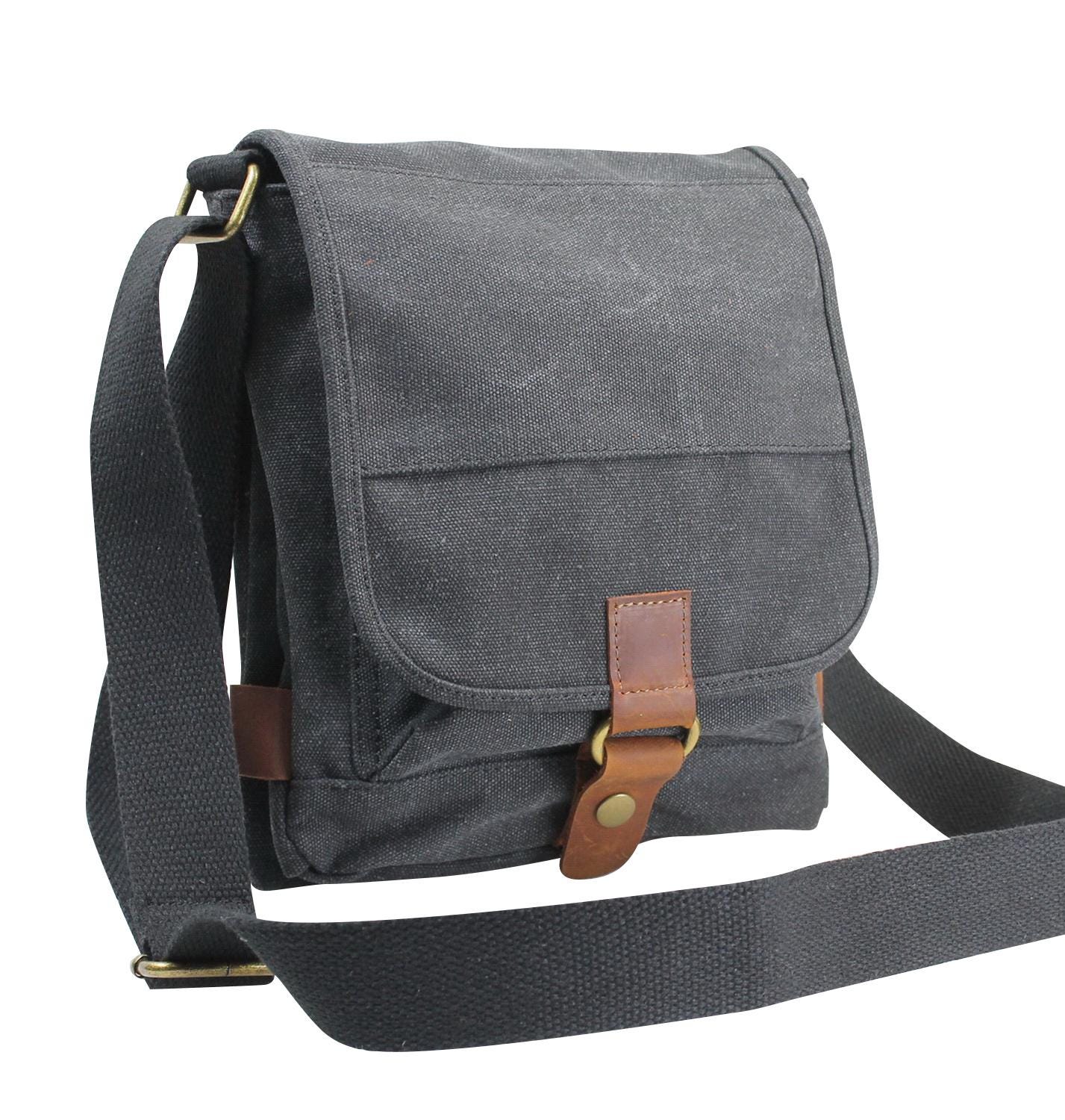 Vagarant Traveler Long Shape Tall Small Satchel Canvas Shoulder Bag C90 - Engrave