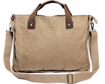 16 in. Large Canvas Messenger Bag Casual Canvas Bag with Lift Handle Canvas Tote Bag Daily Canvas Bag C34 - Engrave