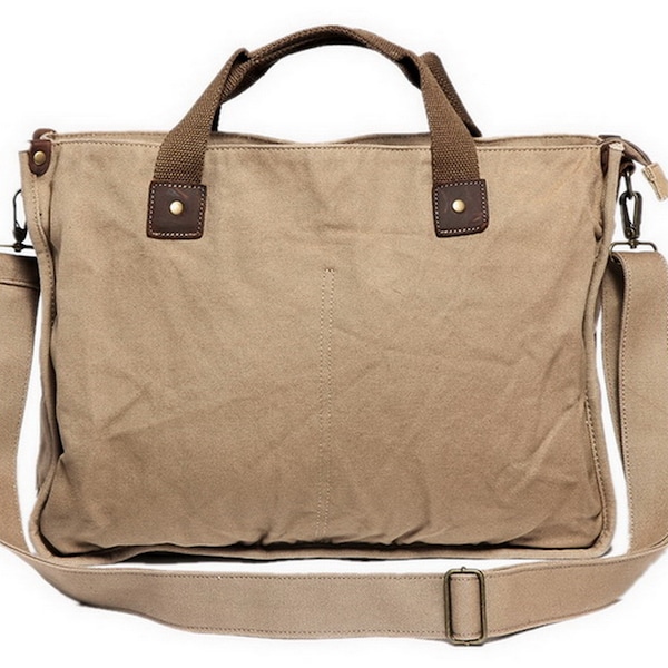 16 in. Large Canvas Messenger Bag Casual Canvas Bag with Lift Handle Canvas Tote Bag Daily Canvas Bag C34 - Engrave