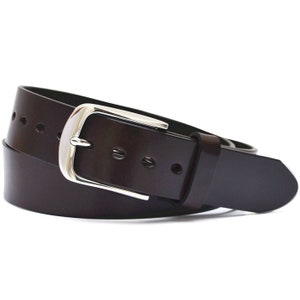 1.5 in Width Full Grain Leather Belt For Men Stainless Steel Buckle Black Coffee Belt Dress Belt vegetable Tanned Leather - 05-5G