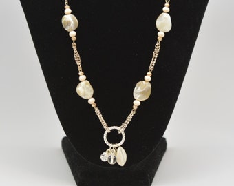 Beach Shell Beaded Necklace: Silver Plated Summer Jewelry