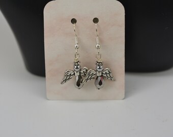 Angel Earrings: Tear Drop Bead Holiday Earrings
