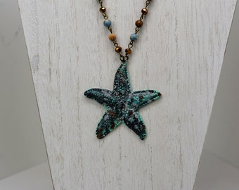 Starfish Necklace, Large Starfish Pendant, Beach Themed Necklace, Sea Star Necklace