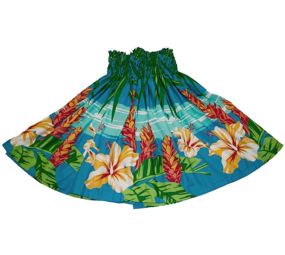 Falda hawaiana corta multicolor con flores adulto: Disfraces