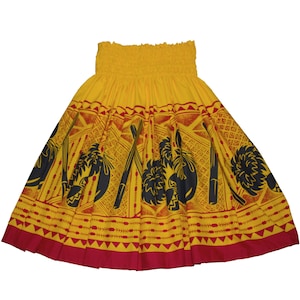 Hawaiian Pa'u Hula Dancer Dress Skirts Red and Yellow Tapa For Women