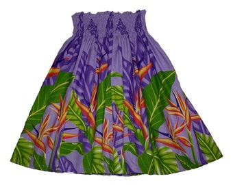 Hawaiian Pa'u Hula Dancer Dress Skirts Purple and Pink Bird of Paradise Flower For Women. Free Shipping in USA