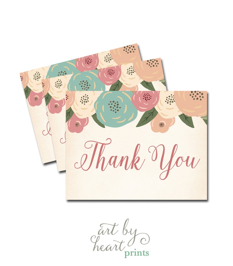 Bridal Shower Thank You Card Printable Thank You Note Etsy