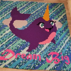 Narwhal Dream Big Crochet Graphgan GRAPH ONLY