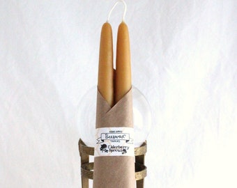 10" Pair of Hand Dipped Beeswax Taper Candles - 20 hours burn time, Made in Washington USA