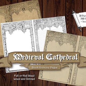 Diário do Grimório da Catedral Medieval/Páginas do Livro das Sombras para impressão - tamanho meia carta (dobrado)