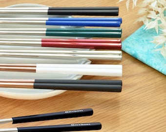 Friendsgiving Personalized Stainless Steel Chopsticks, Custom Engraved Sushi Gift