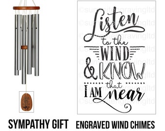 Sympathy Gift, Engraved Memorial Wind Chimes, Custom Engraved, In Memory of Family or Friends Who Have Passed, Remembrance Wind Chime,