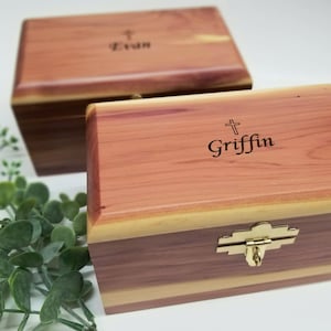 Easter Gifts for Girl and Boy, Engraved Wood Prayer Box, God Child Gift, Grandchild Keepsake, Lock and Key, Religious Gift, Cedar Wood