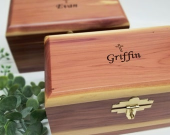 Easter Gift for Girl and Boy, Engraved Wood Prayer Box, God Child Gift, Grandchild Keepsake, Lock and Key, Religious Gift, Cedar Wood