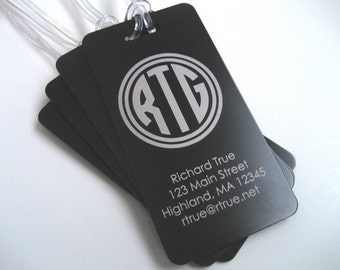 Luggage Tag 3-Pack- Engraved Luggage Tag - Gift for Him - Luggage Tag- Monogram Travel Accessories - Travel Luggage Tag- Circle Monogram