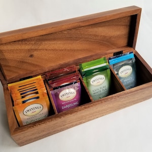 Engraved Tea Box - Personalized Engraved Wood Tea Box - Monogram Tea Box - Wood Tea Box- Tea Chest With Name - Tea Storage- Tea Lover Gift