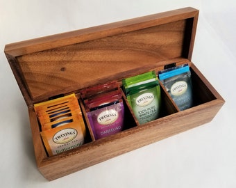 Engraved Tea Box - Personalized Engraved Wood Tea Box - Monogram Tea Box - Wood Tea Box- Tea Chest With Name - Tea Storage- Tea Lover Gift