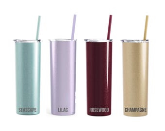 Engraved Glitter Tumbler, Personalized 20oz Stainless Steel Cup
