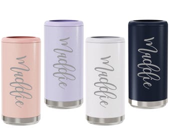 Engraved Slim Can Cooler,  Hard Seltzer Cooler, NOT a Cheap Sticker, Personalized Stainless Skinny Tumbler,  12 oz Double Wall Cooler