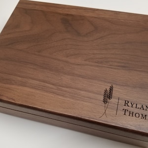 Sympathy Gift, Custom Engraved Walnut Keepsake Box, Personalized Wood Valet Box, Solid Walnut Box, First Communion, Retirement Keepsake Box