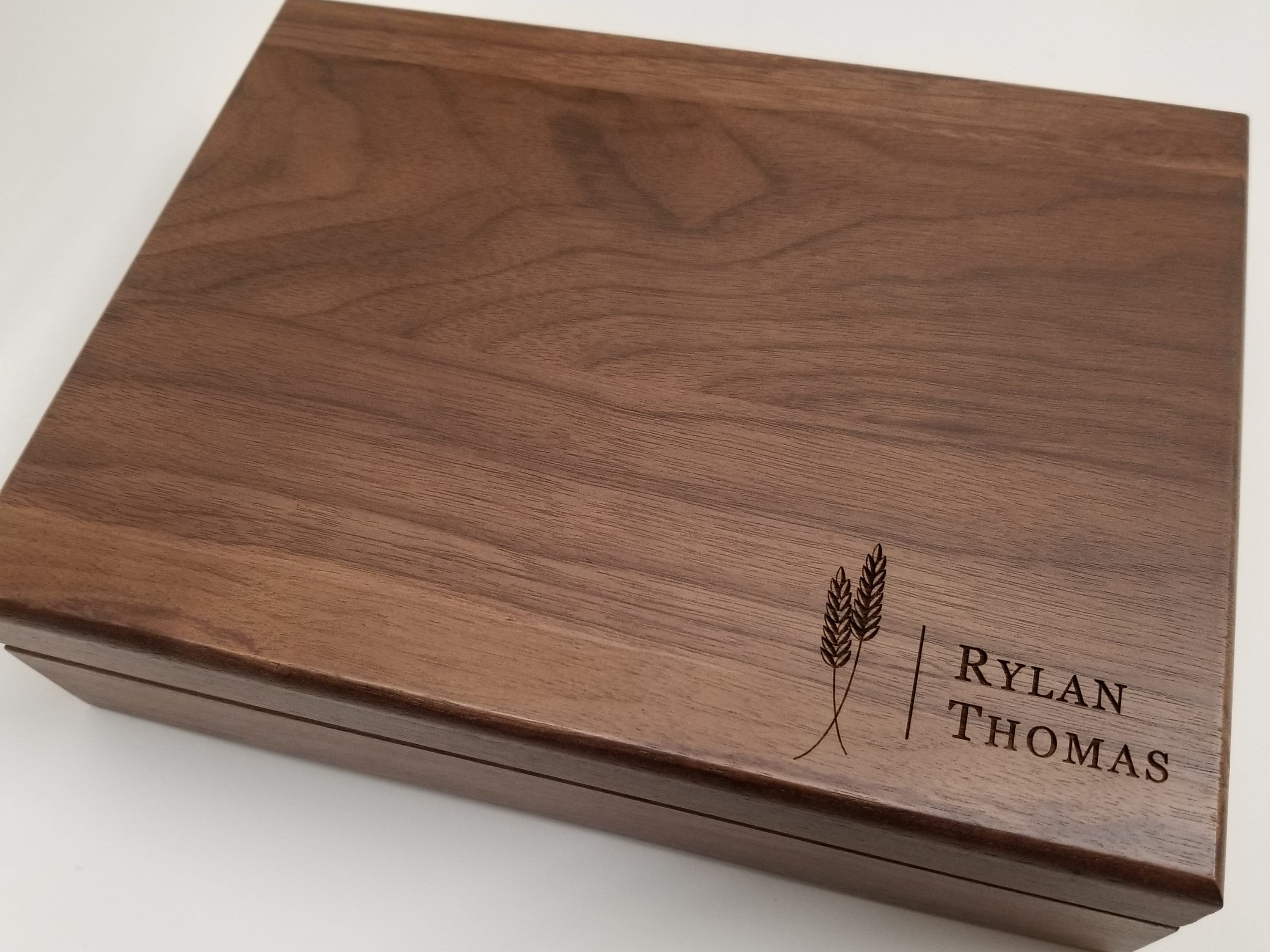Sympathy Gift, Custom Engraved Walnut Keepsake Box, Personalized Wood Valet Box, Solid Walnut Box, First Communion, Retirement Keepsake Box