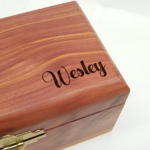 Engraved Wood Box with Name, Gift for Boy or Girl, Keepsake Box for Grandchild, Lock and Key, Cedar Wood, Treasure Chest, Memory Keeper