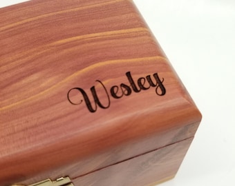 Engraved Wood Box with Name, Gift for Boy or Girl, Keepsake Box for Grandchild, Lock and Key, Cedar Wood, Treasure Chest, Memory Keeper
