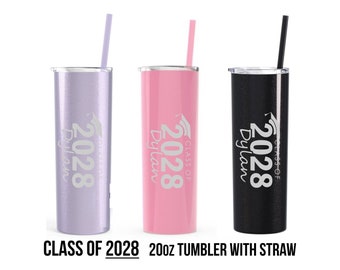 Class of 2028 Eighth Grade Graduation Gift, Engraved Stainless Steel Tumbler with Straw, Personalized Stainless Cup,  Gift Under 30 Tumbler