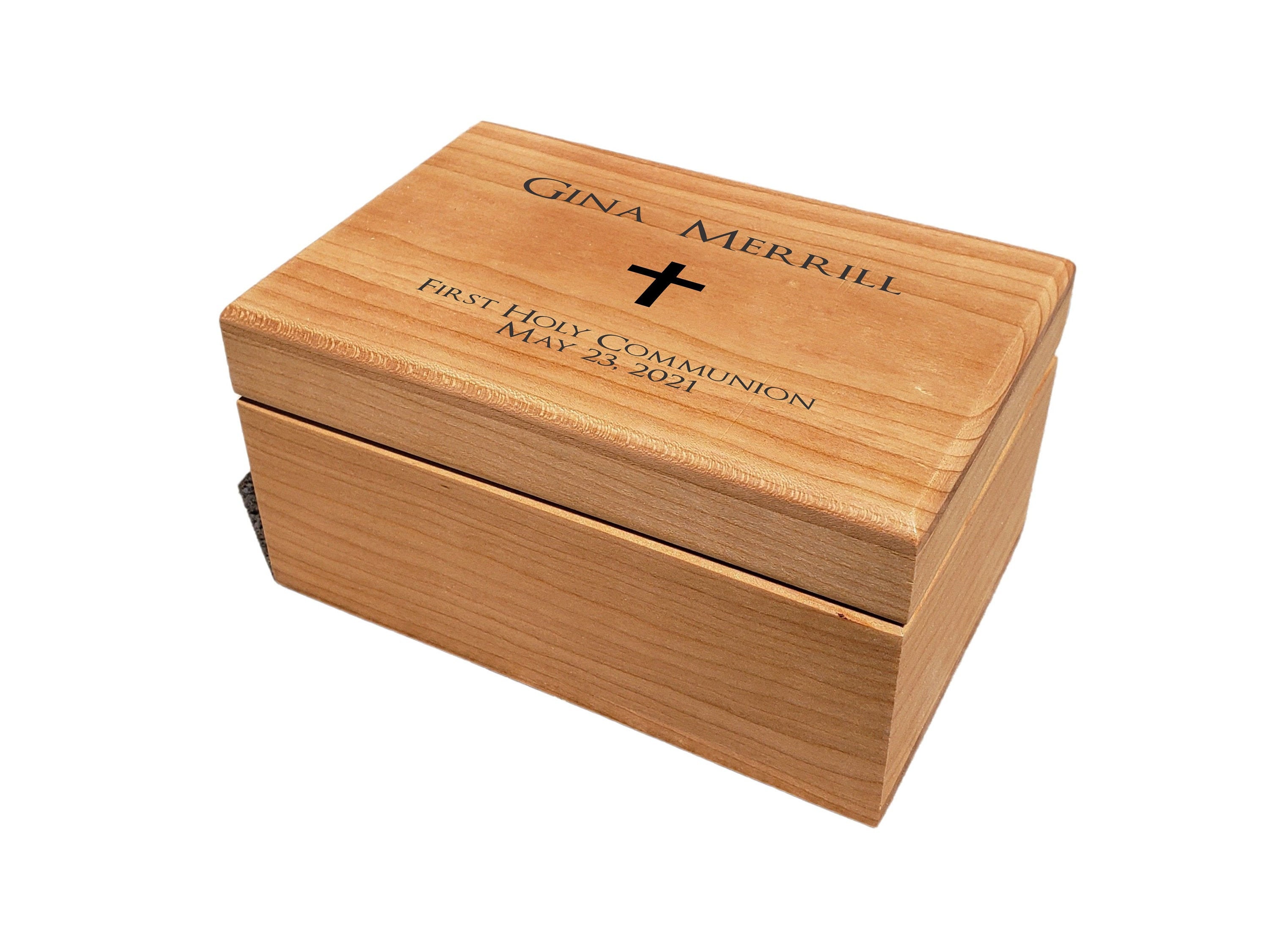 Engraved First Communion Valet Box, Personalized First Holy Communion Gifts For Boys & Girls, Wooden Box For Rosary Beads