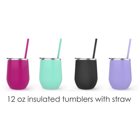Engraved Stainless Steel Tumbler With Straw - NOT a Cheap Sticker-  Personalized Stainless Cup- Wine Tumbler- 12oz Double Wall Tumbler - Etsy