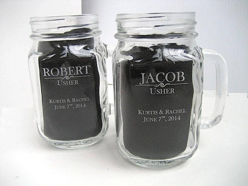 Engraved Mason Jar With Handle Engraved Wedding Glasses Etsy