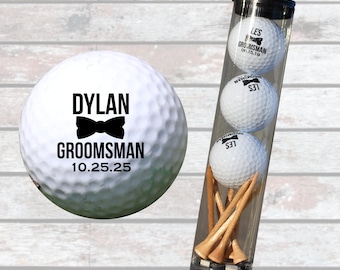 Personalized Groomsmen Golf Balls, Custom Groomsman Golf Gift Set, Wedding Party Pre-Wedding Golf Outing, Bachelor Party, Best Man Proposal