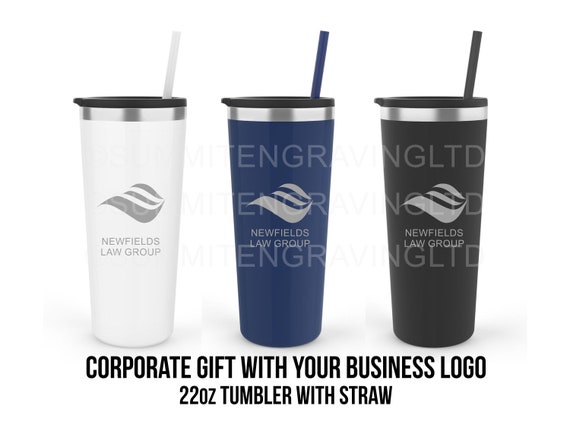 Custom Corporate Gift Engraved Stainless Steel Tumbler With Straw, NOT a  Cheap Sticker, 22oz Double Wall Travel Mug With Your Business Logo 