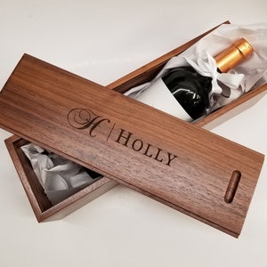 Wine Box Ceremony, Single Bottle Custom Wine Box with Slide Top Lid, 5th Anniversary Gift Box, Wedding Wine Box, Retirement Gift, Engagement