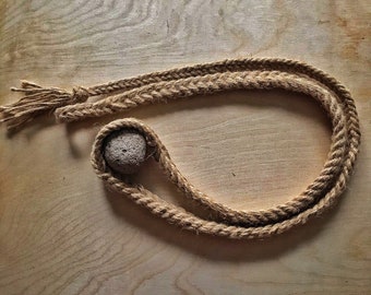 Hand Woven Balearic Sling made from Jute Twine.