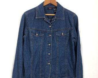 Vintage 90s Bill Blass Womens Denim Shirt Jacket All Cotton Sz Petite Medium