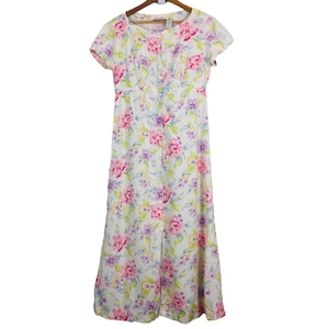 Vintage Liz Claiborne Linen Blend Midi Dress: Floral Cottagecore Sz 4