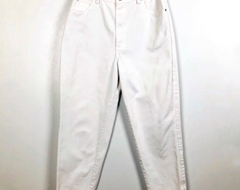Sasson Twill Denim High Waist Jeans White Vintage Zippered Ankles